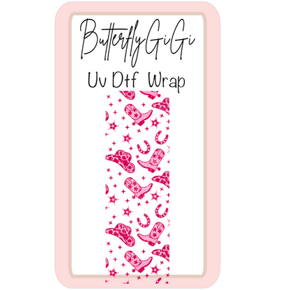 Coquette Pink Boots Hat UV Dtf Wrap