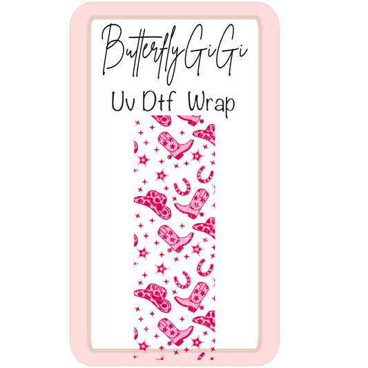 Wrap Coquette Pink Boots Hat UV Dtf