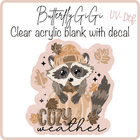 Cozy Weather Raccoon UvDtf