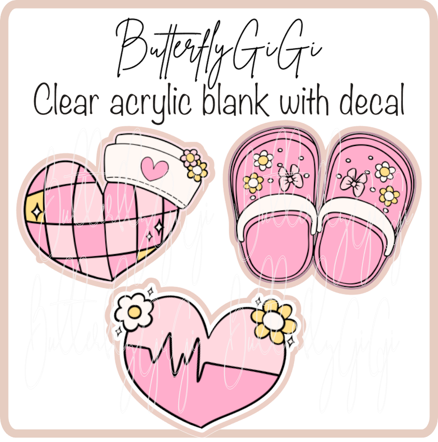 Croc Pink Daisy Hearts