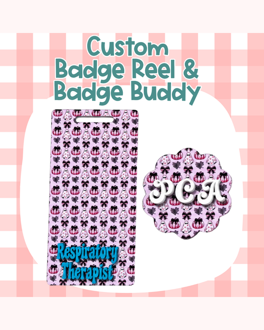 Pink Pumpkin Ghost Badge Custom Acrylic Design