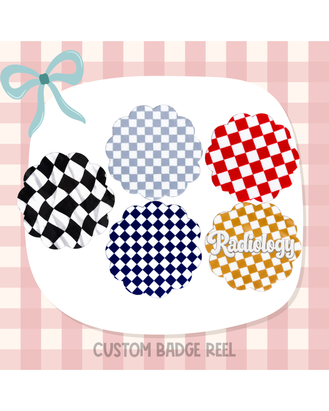 Checkered Badge Reel Custom Acrylic Design
