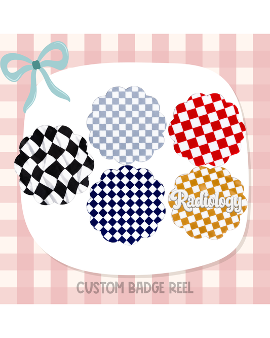 Checkered Badge Reel Custom Acrylic Design