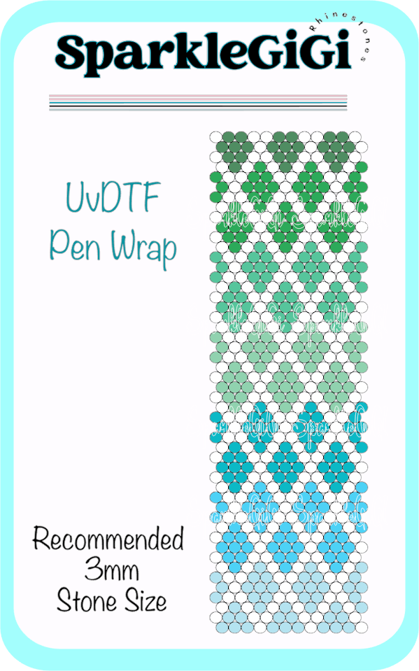 Diamond Ombre  Rhinestone Pen Wrap Template UVDTF