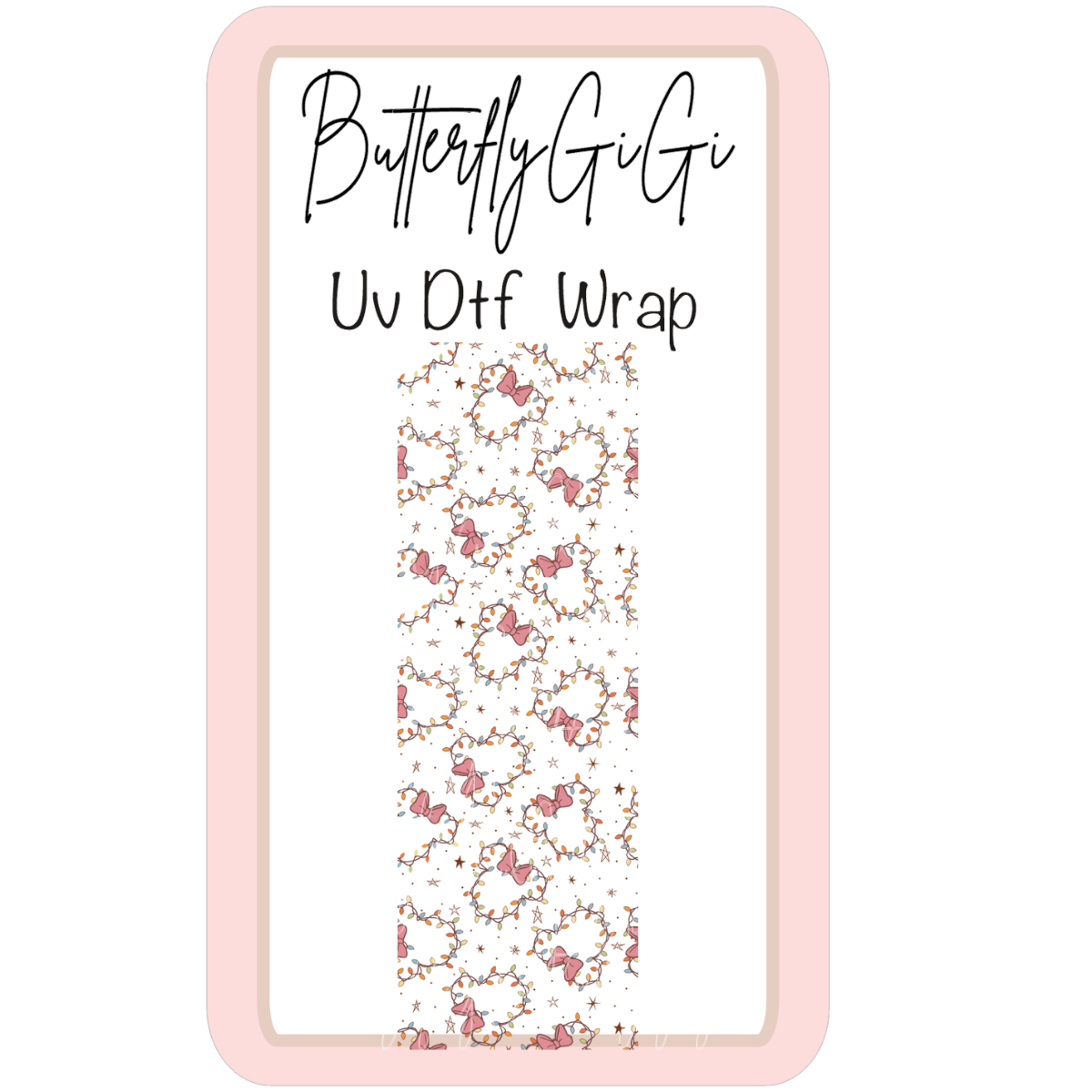 Wrap Christmas Mouse Lights with Bow UV Dtf