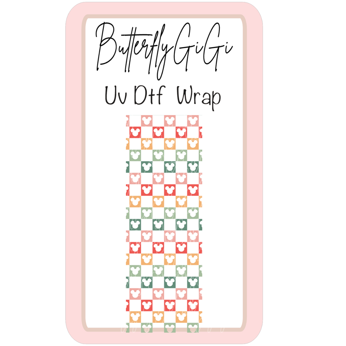 Wrap Mouse Boho Checkered UV Dtf