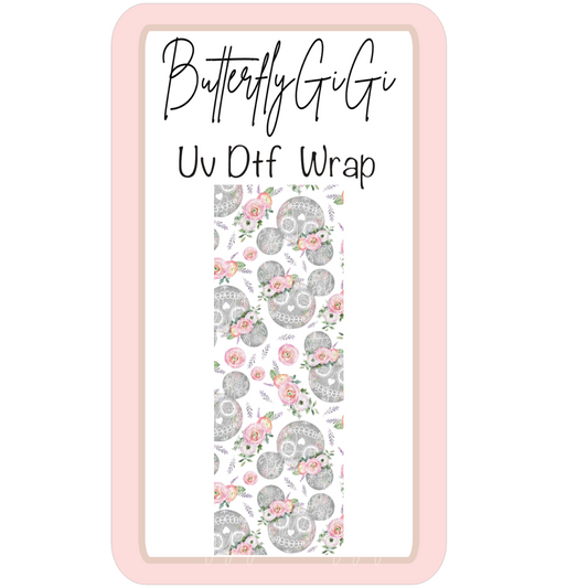 Wrap Mouse Floral SKull UV Dtf