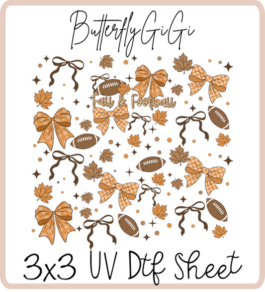 Fall & Football 3x3 UVDtf Sheet