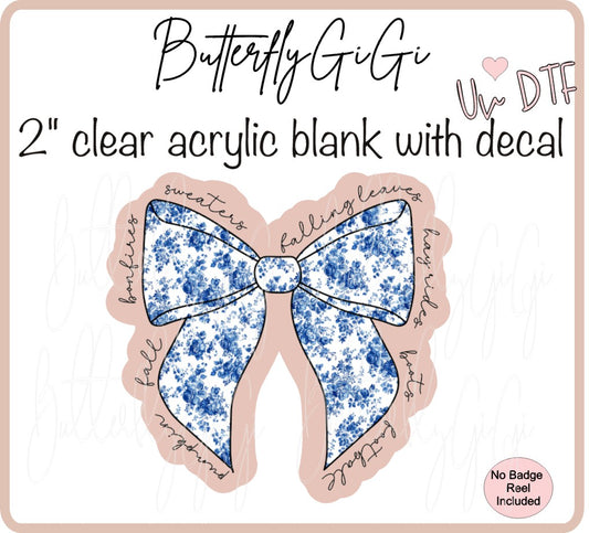 UVDTF Christmas Blue Bow Wording
