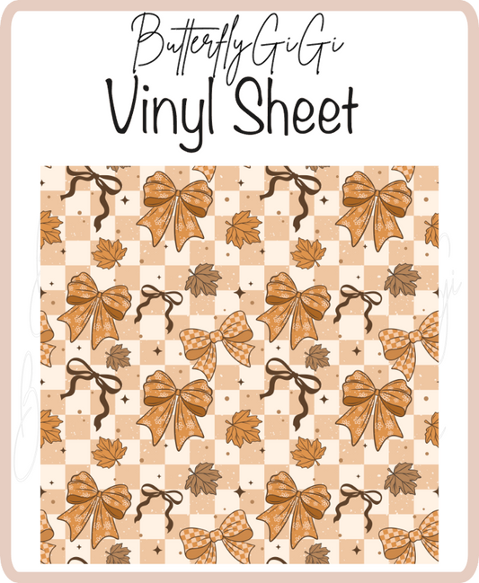 Fall Bows Checkered Vinyl Sheet