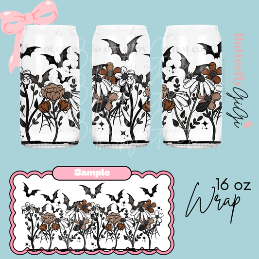 Fall Halloween Florals 16oz UVDTF Wrap