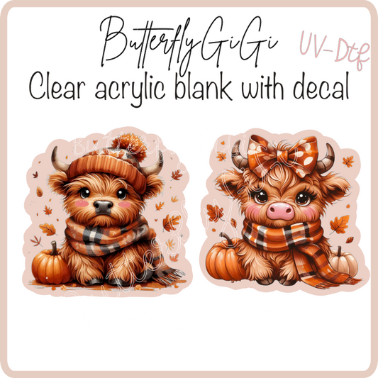 Fall Highland Cow UvDtf