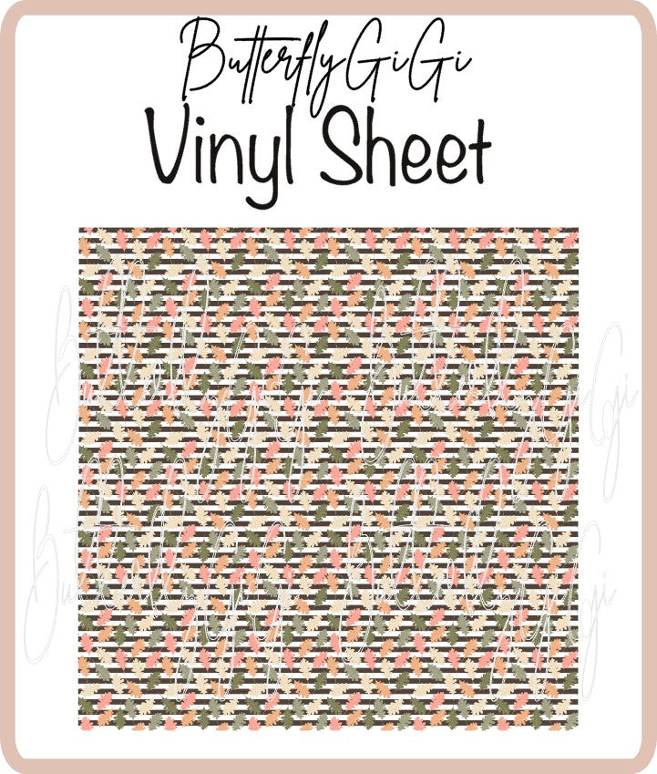 Vinyl Fall Leaves Striped Sheet