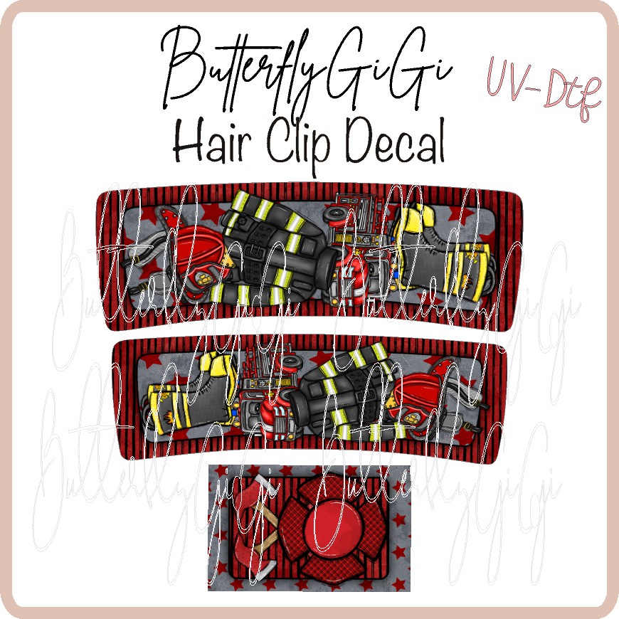 Fireman Hair Clip DECAL UV DTF
