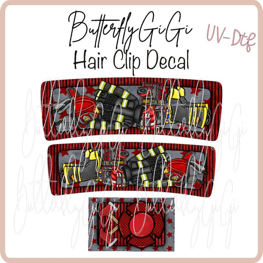 Fireman Hair Clip DECAL UV DTF