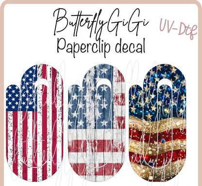 Flag Patriotic Paperclip  UvDTF