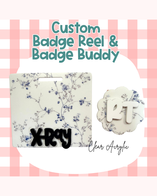Floral 2 Badge Reel Badge Buddy Custom Acrylic Design