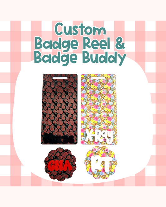 Floral 3 Badge Reel Badge Buddy Custom Acrylic Design