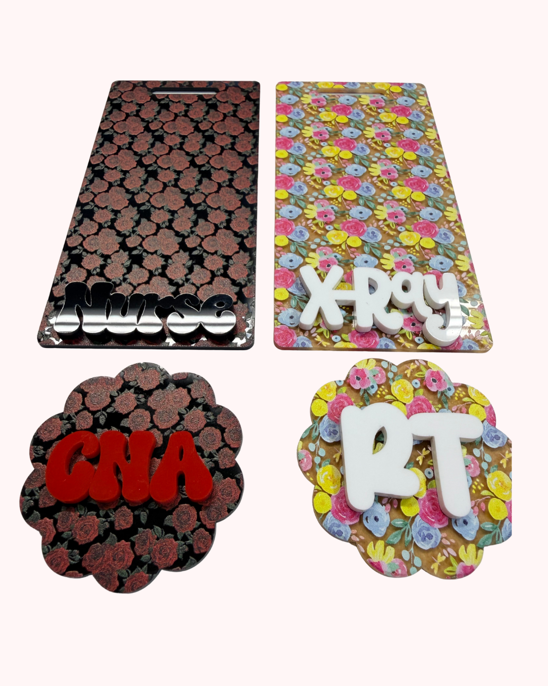 Floral 3 Badge Reel Badge Buddy Custom Acrylic Design
