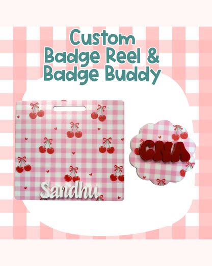 Cherrie Checkered Badge Reel Badge Buddy Custom Acrylic Design