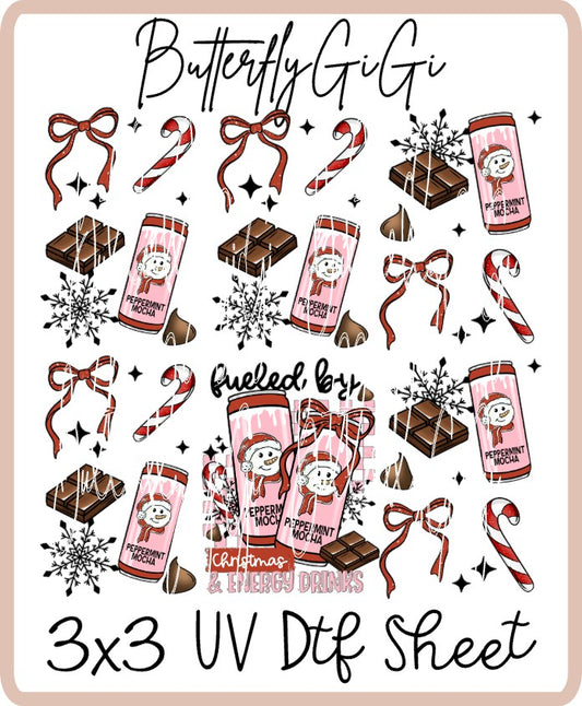 Fueled by Xmas Energy drink UV Dtf SHEET