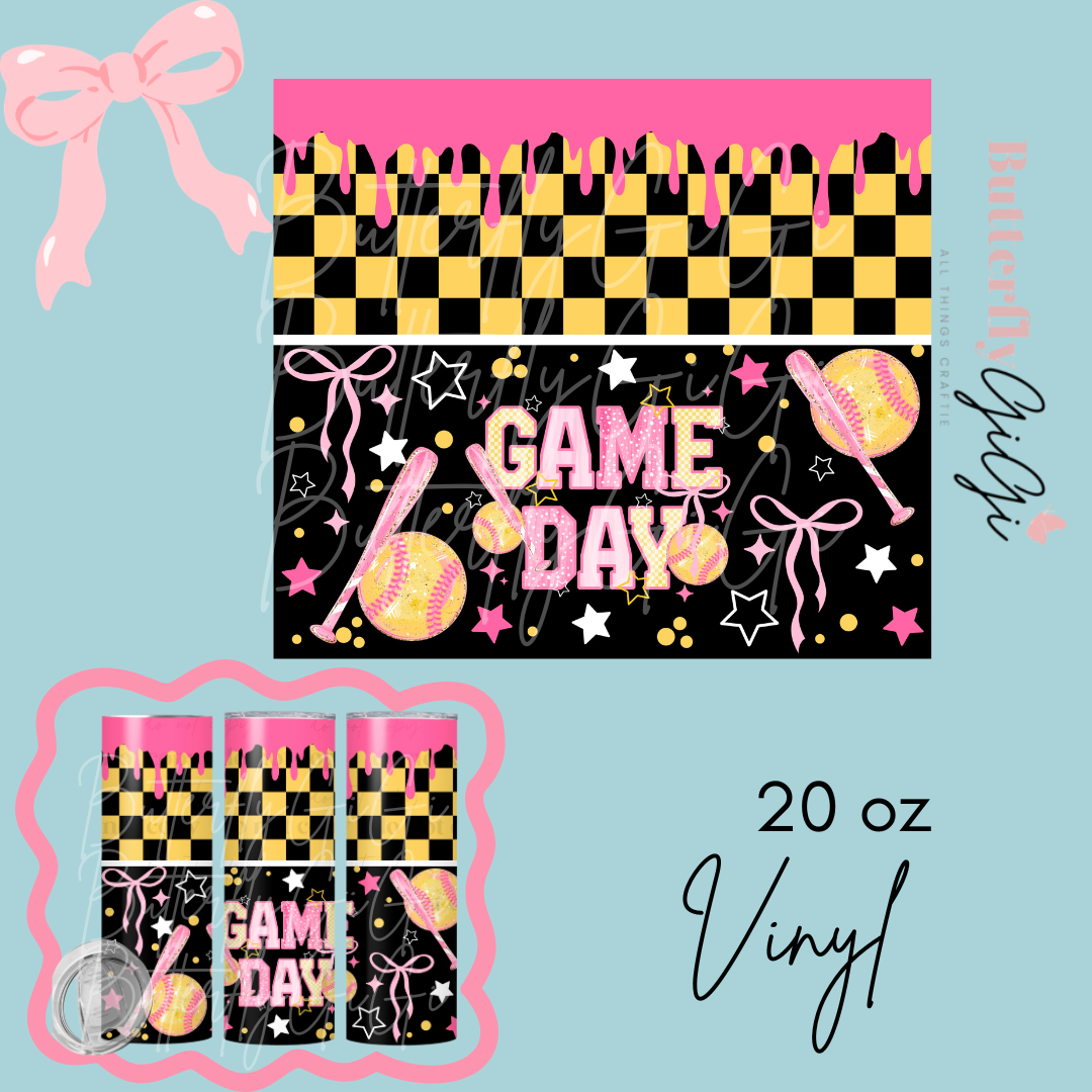 Game Day Softball 20oz Vinyl Wrap