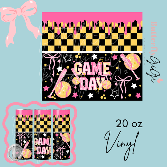 Game Day Softball 20oz Vinyl Wrap