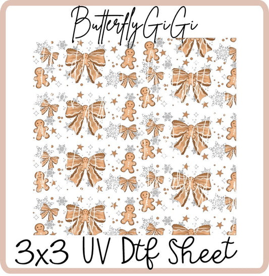 Gingerbread Bows Uv Dtf Sheet