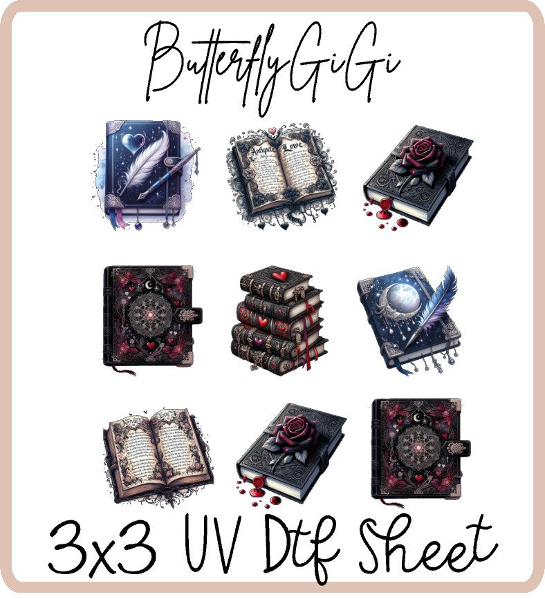Gothic books Uv Dtf SHEET