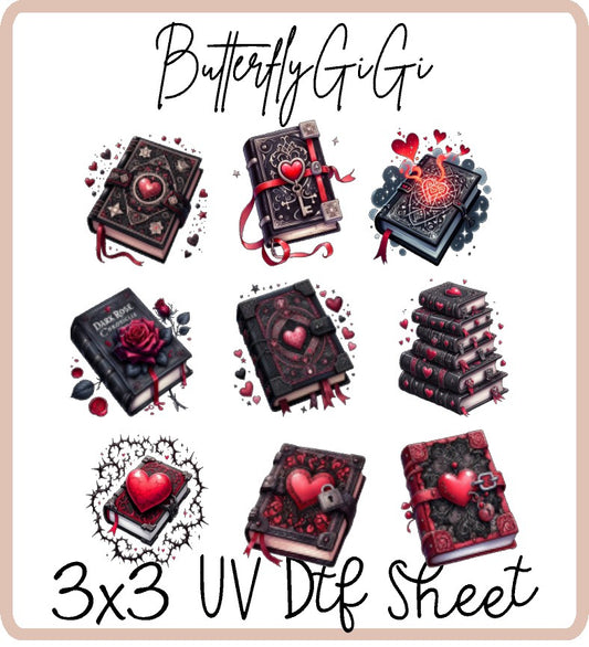 Gothic Valentine books Uv Dtf SHEET