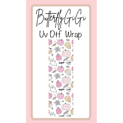 Wrap Halloween Pink Pumpkin ghost UV DTF
