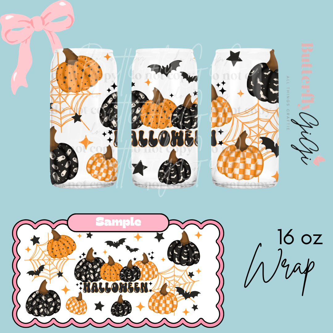Halloween Pumpkins 16oz UVDTF Wrap