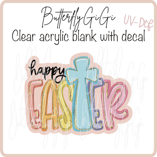 Happy Easter Cross UvDTF