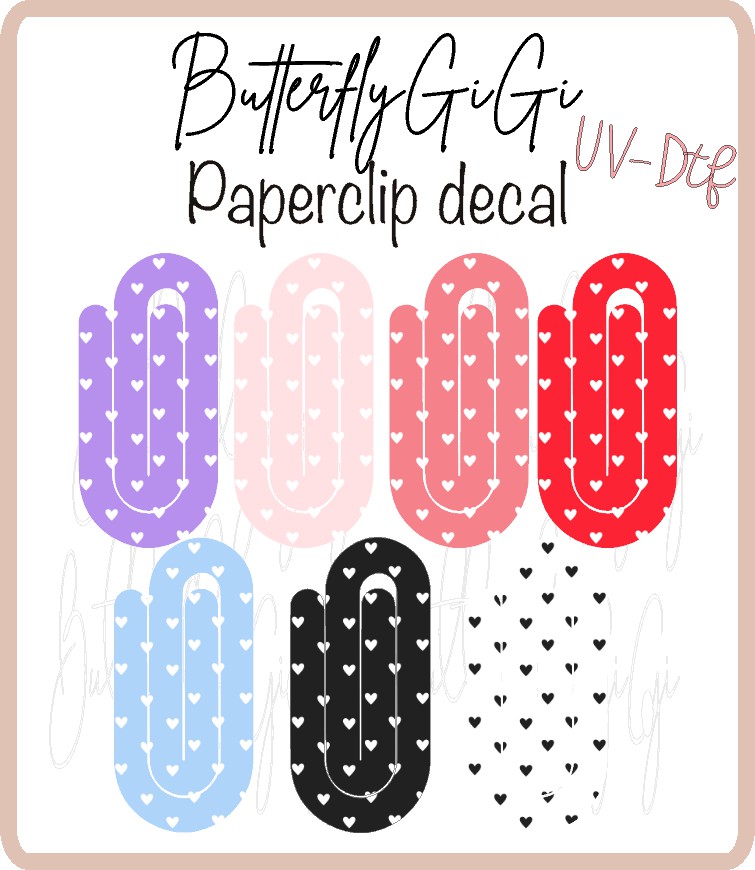 Hearts Paperclip Decal UvDTF
