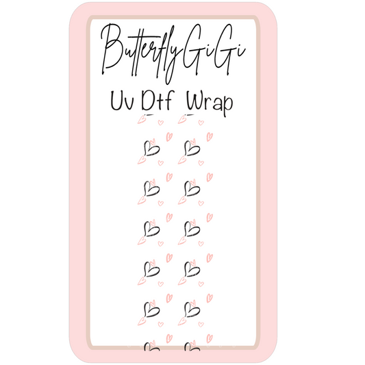 Wrap Hearts Black Pink UV Dtf