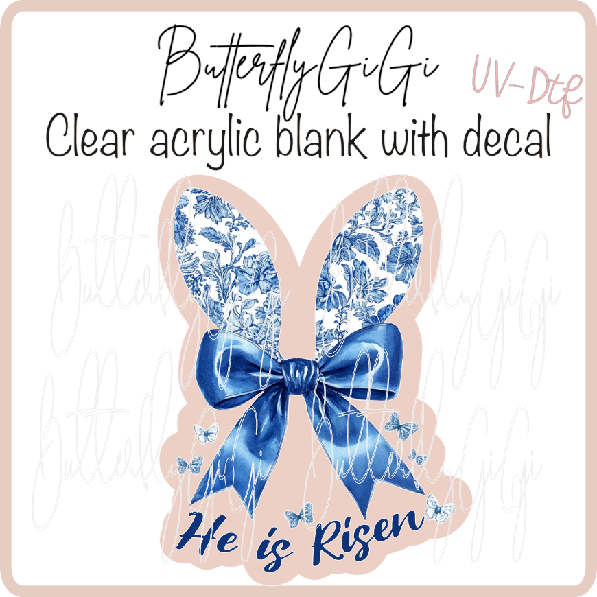 He is Risen Blue Chinoiserie  UvDTF