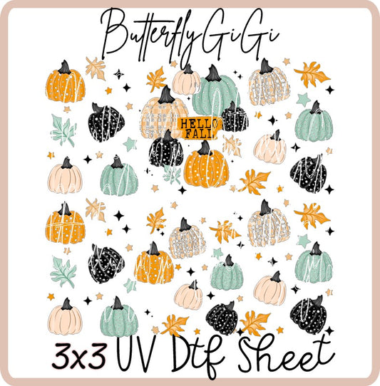 3x3 Hello Fall Uv Dtf SHEET