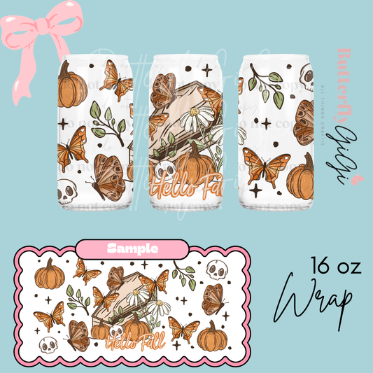 Hello Fall Casket 16oz UVDTF Wrap
