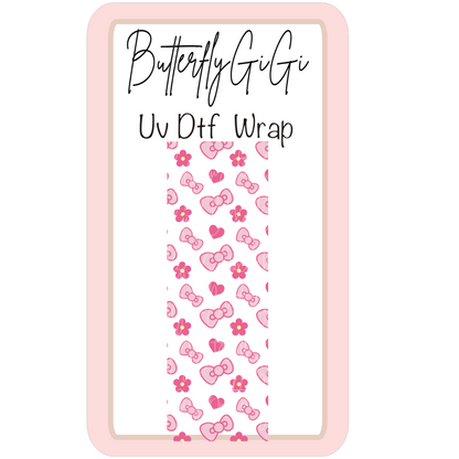 Wrap Kitty Bow Daisies UV Dtf
