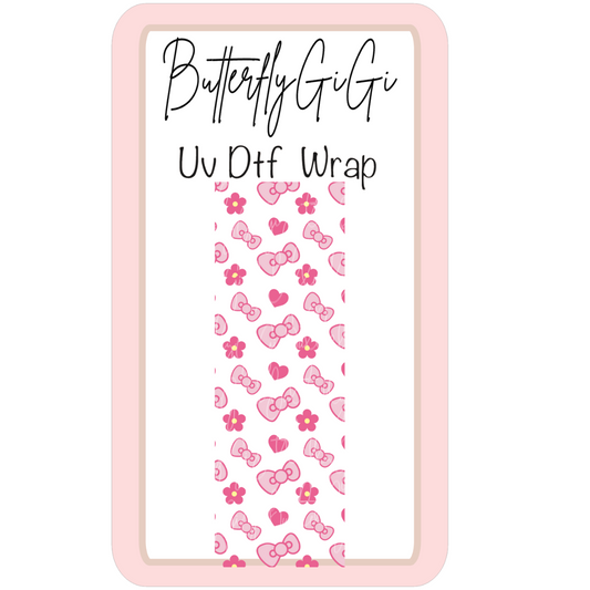 Wrap Kitty Bow Daisies UV Dtf