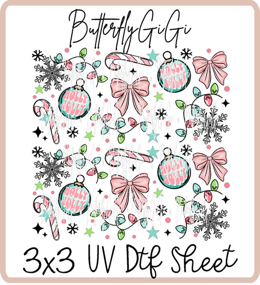 Holly Jolly  Bows Uv Dtf Sheet