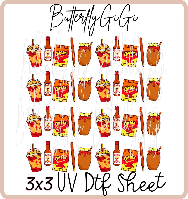 3x3 Hot Spicy Uv Dtf SHEET