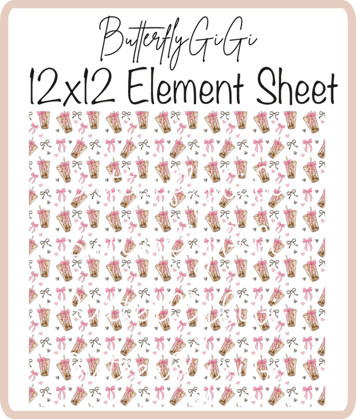 Iced Coffee Bows 12x12 UVDTF Element Sheet