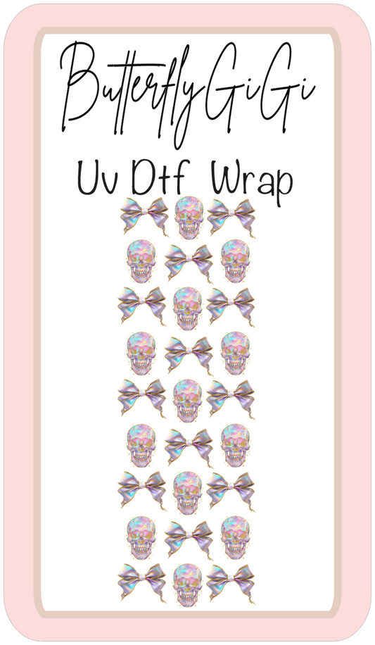 Wrap Iridescent Skull Bow Uv Dtf