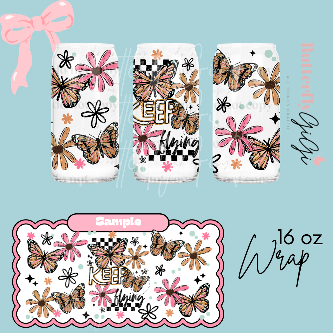 Keep flying pink flowers 16oz