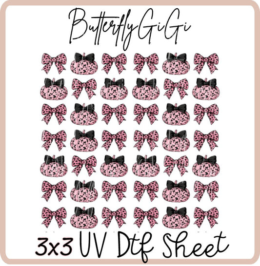 3x3 Leopard PINK Pumpkin Uv Dtf SHEET