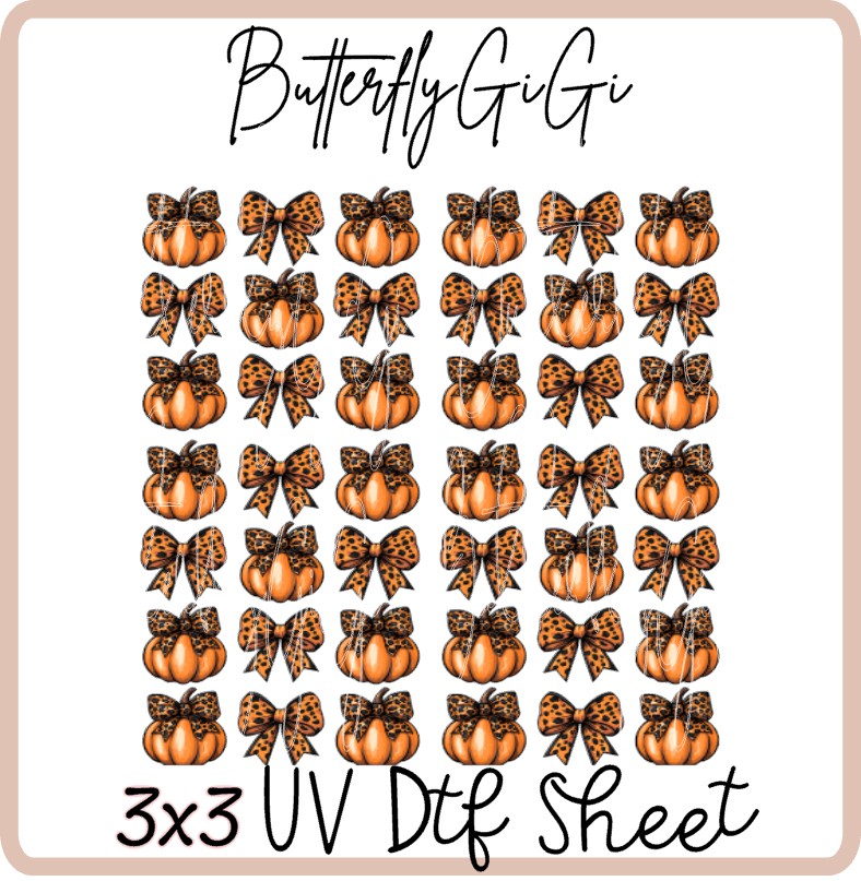 3x3 Leopard Pumpkin Uv Dtf SHEET