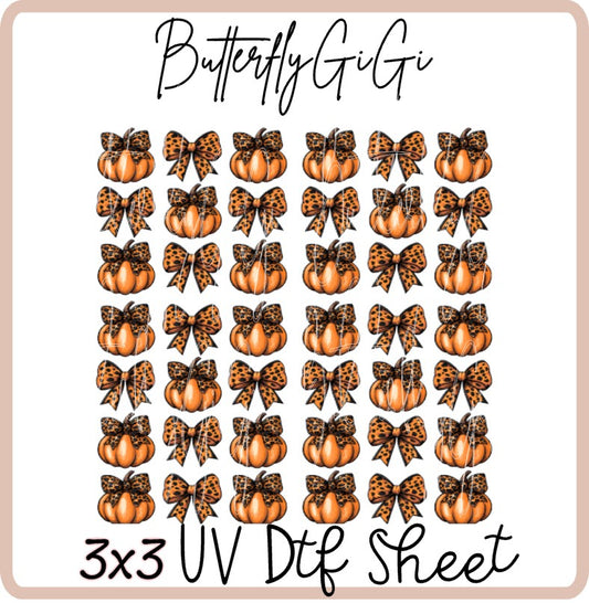 3x3 Leopard Pumpkin Uv Dtf SHEET