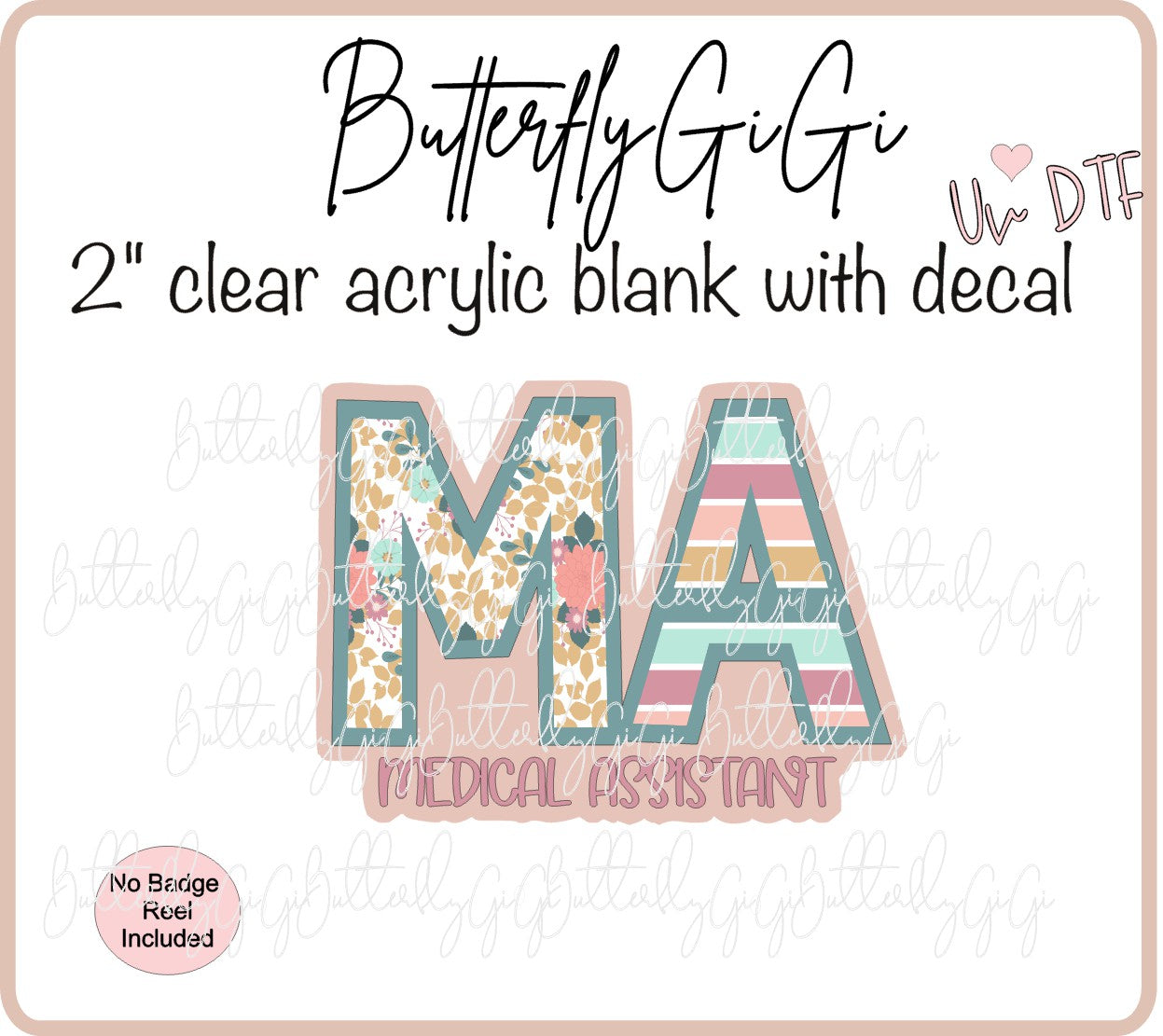 UVDTF Medical Striped Floral Occupation Title