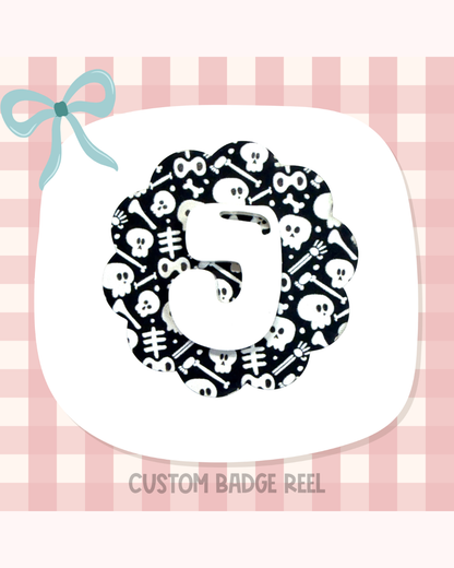 Retro Bones Badge Reel Custom Acrylic Design